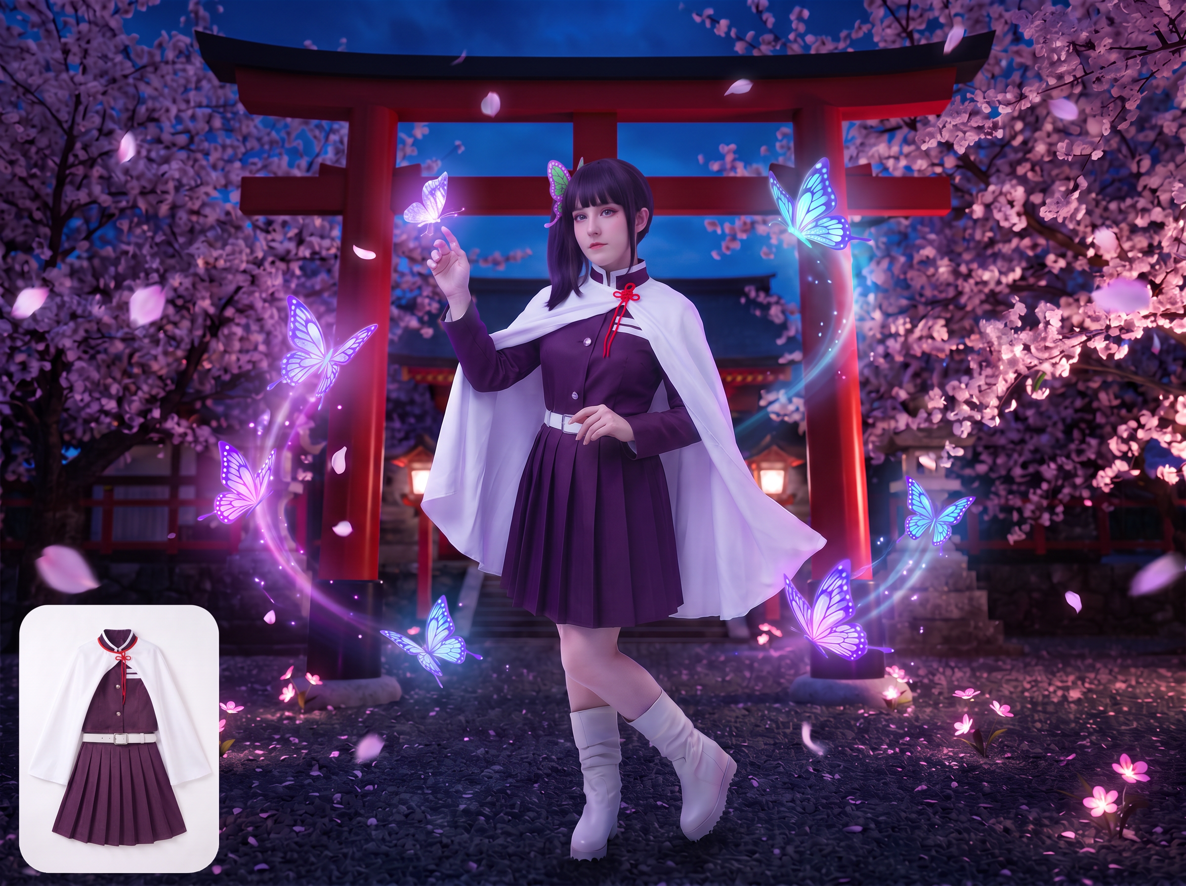 Previsualización de un selfie usando prueba de atuendo cosplay con IA