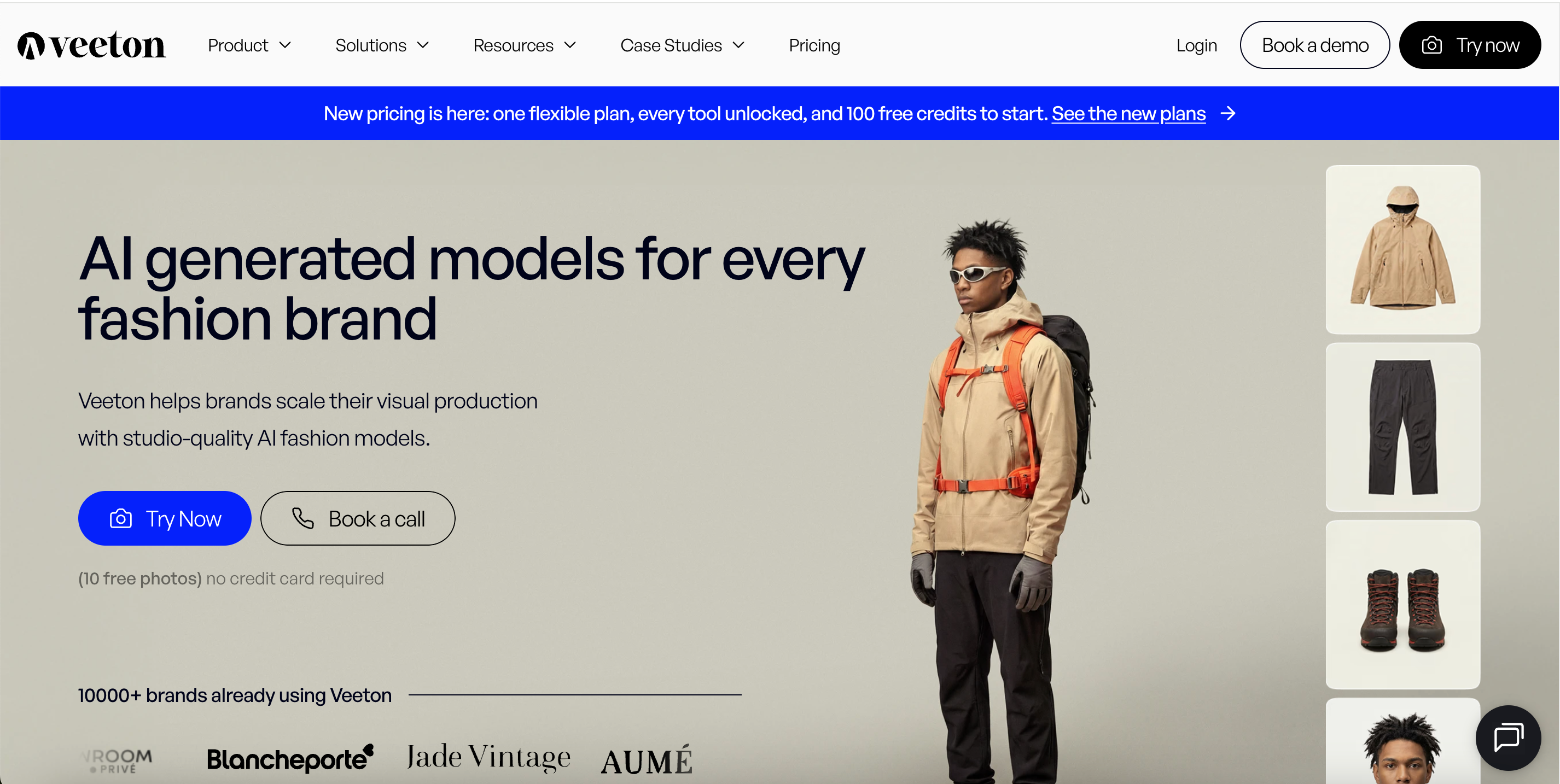 Veeton AI fashion model generator landing page, studio‑quality AI virtual models for apparel brands, e‑commerce clothing visual production