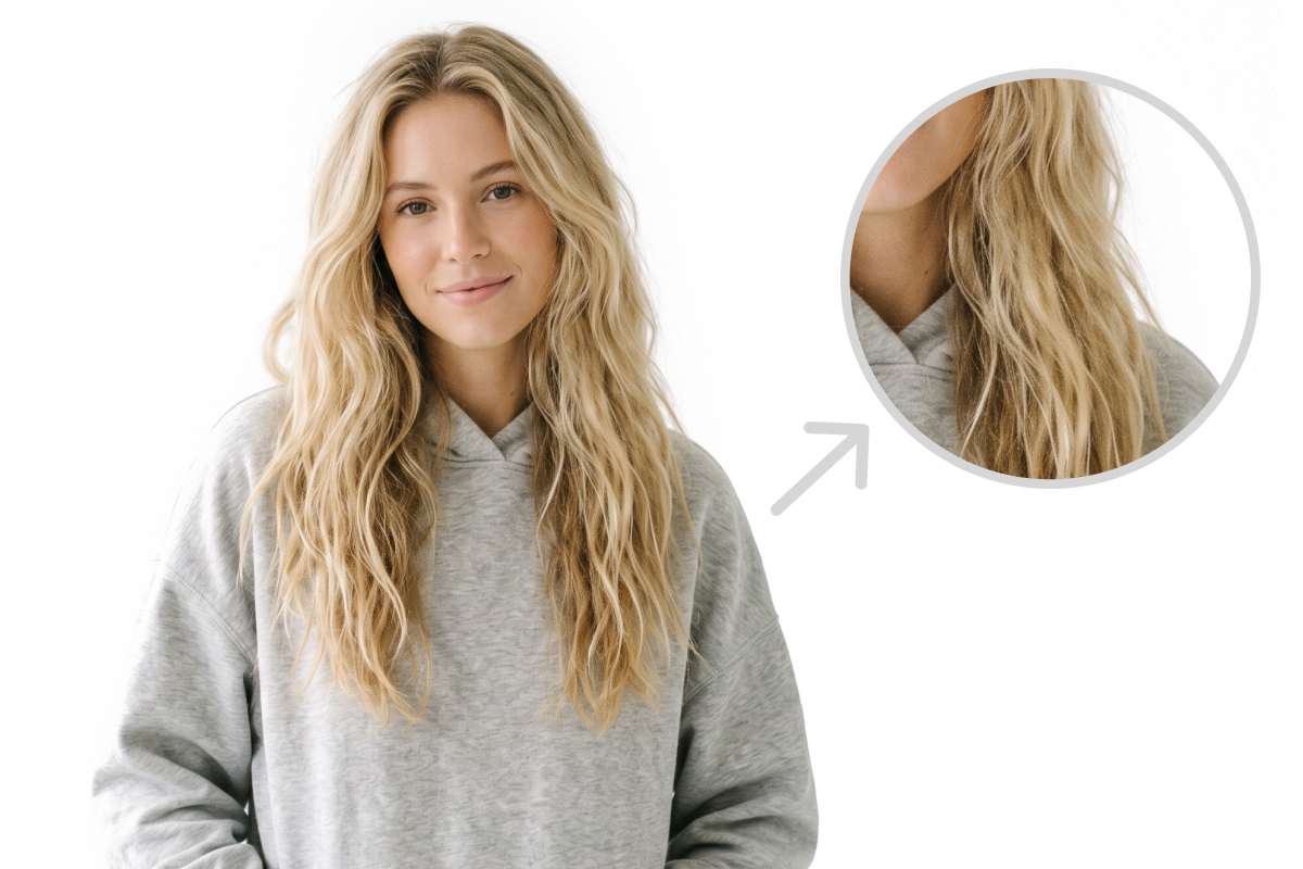 Transparent background model image showing hair details