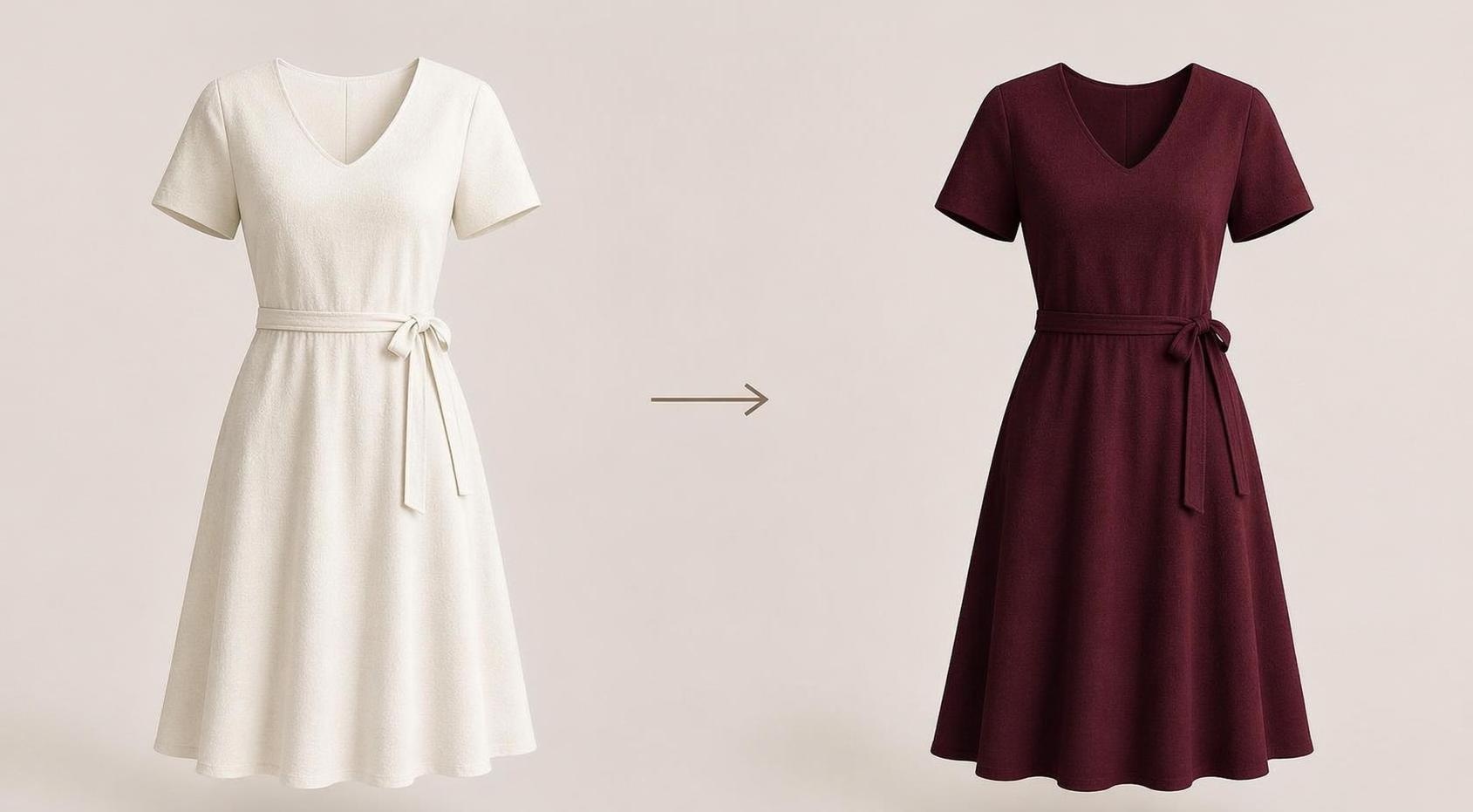 Herramienta de recoloración de ropa con IA que aplica el color deseado a partir de una imagen de referencia.