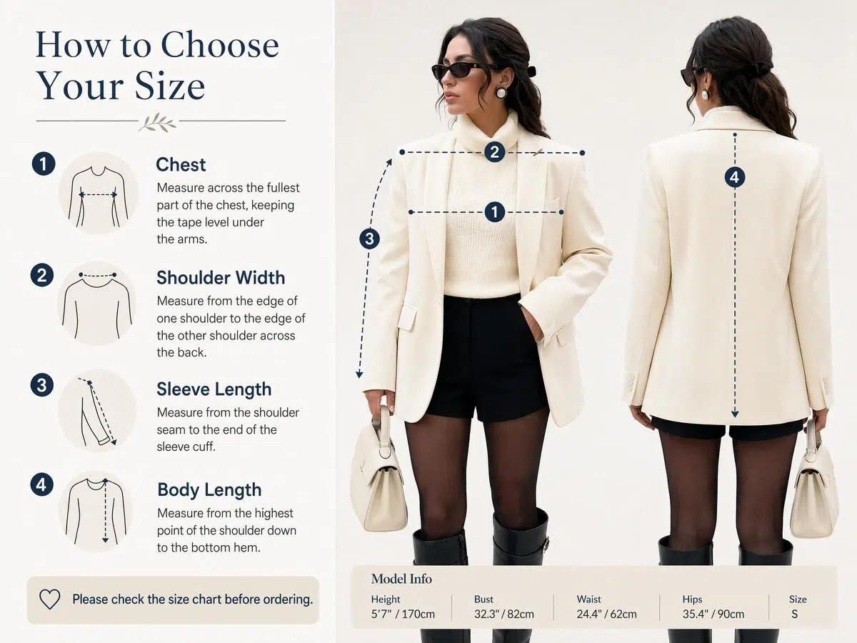 Size guide image generated by Koozee for an Amazon clothing product listing page
