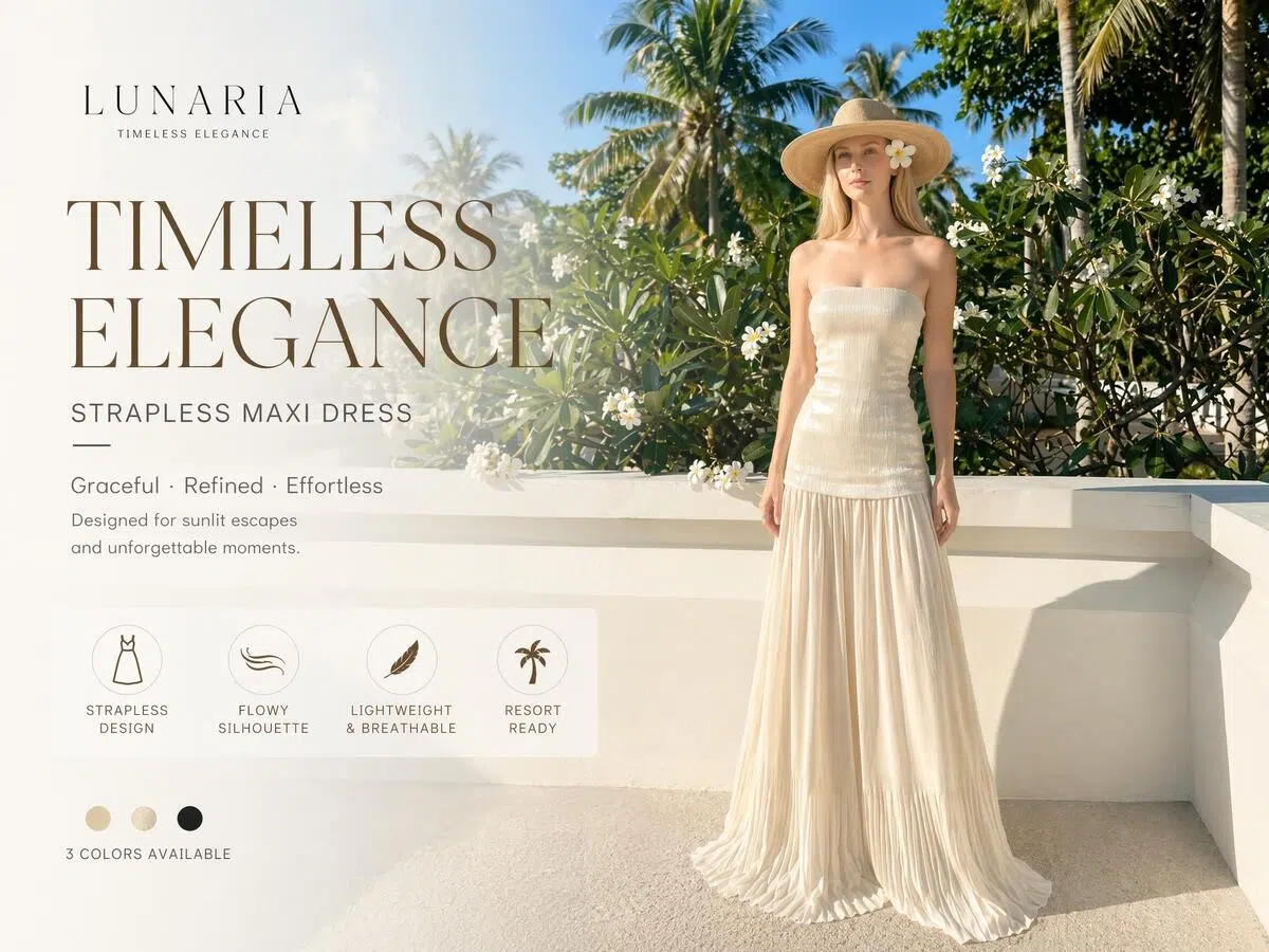 Clothing detail page image generated to align with common Amazon A+ content guidelines
