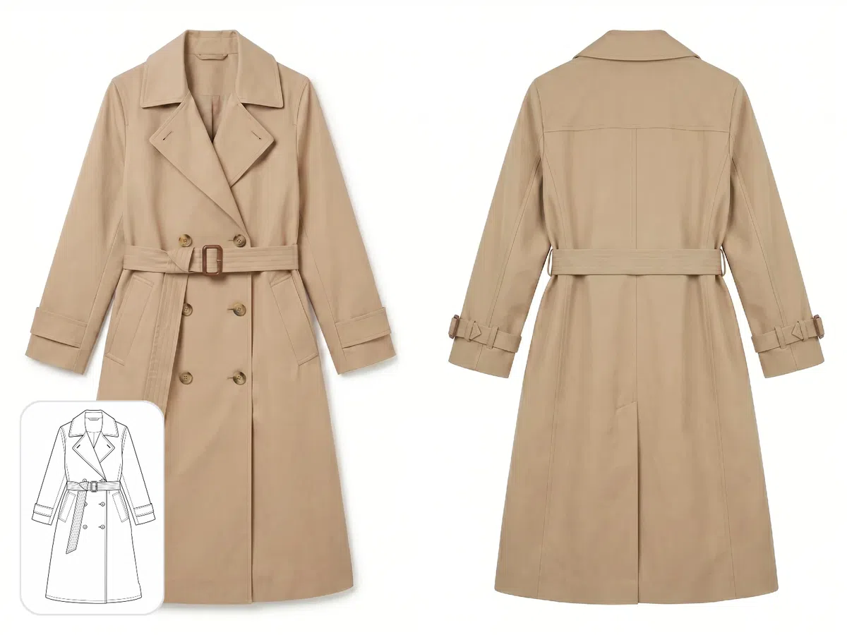 KOOZEE generates both front and back white-background product images from a fashion sketch