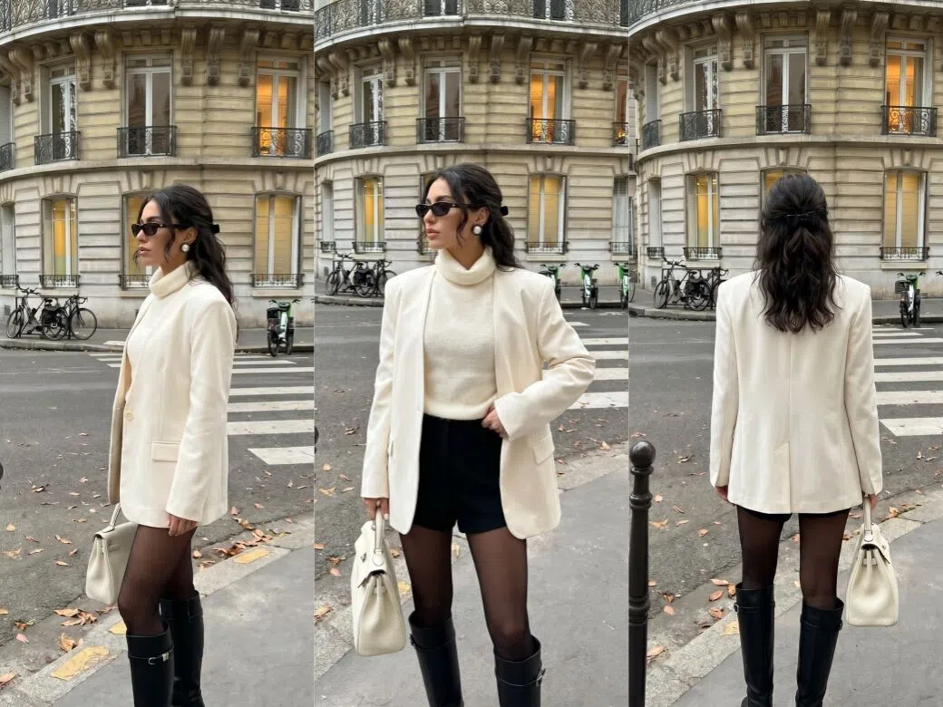 Multi-angle coat model photos generated by KOOZEE AI angle generator for fashion product pages