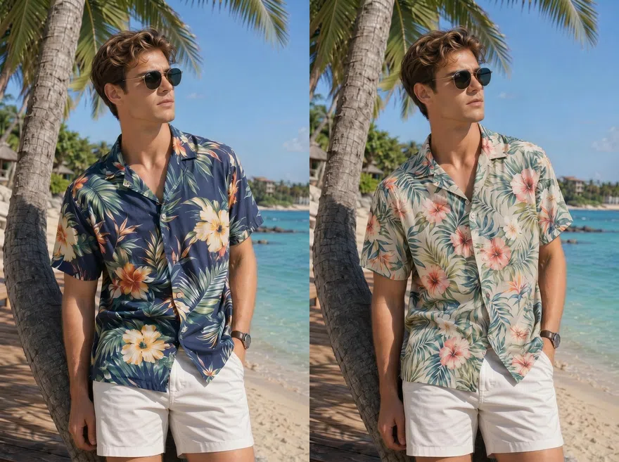 Garment mockup made with the KOOZEE AI fabric pattern changer