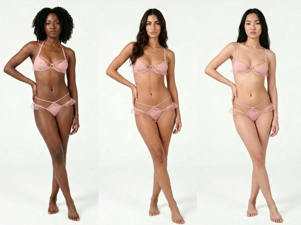 AI lingerie model images created with AI model swapping for lingerie