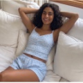 Virtual model wearing pajamas generated from a fashion reference