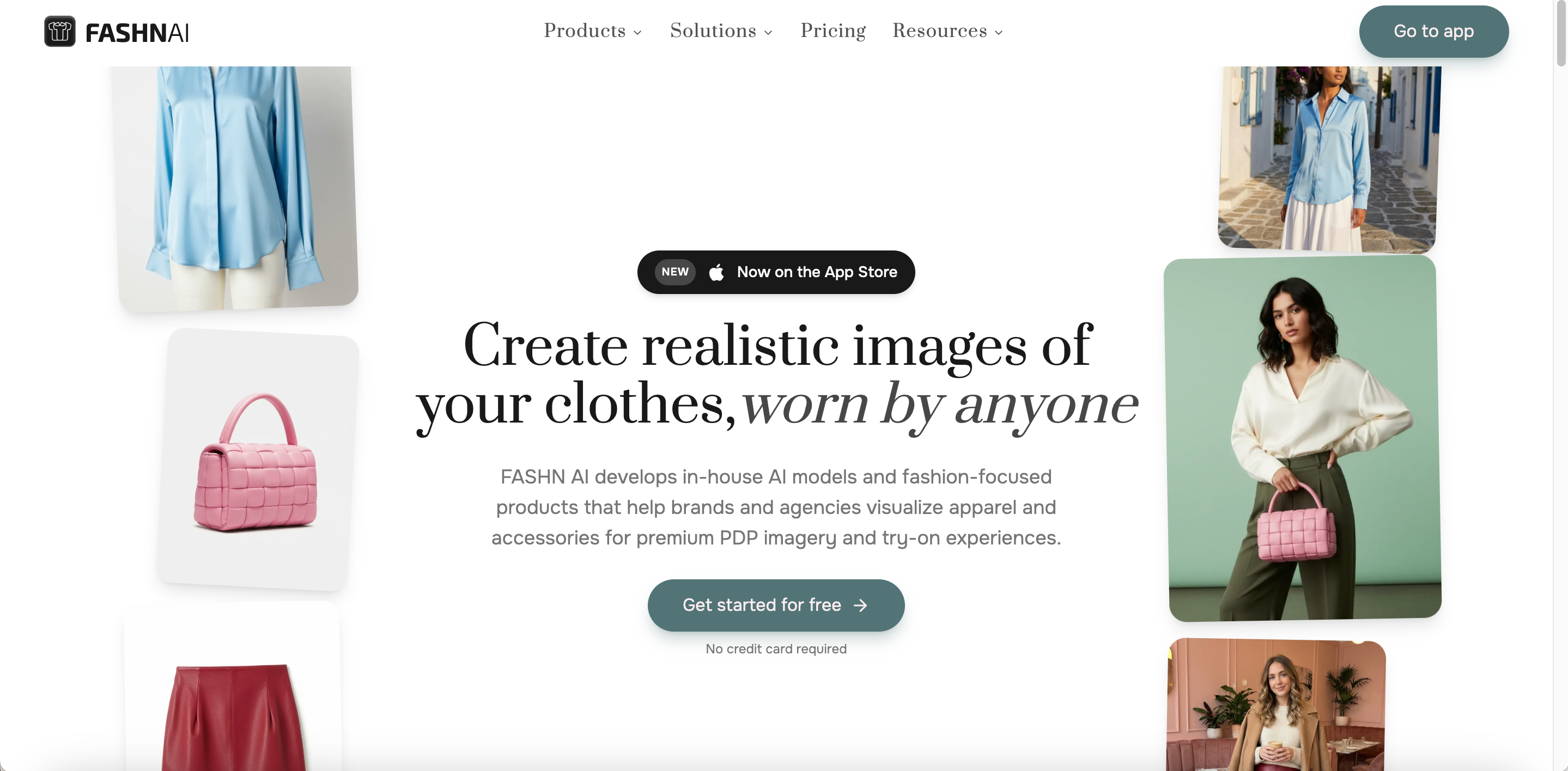 FASHN AI homepage, AI‑powered realistic apparel & accessory virtual try‑on for fashion brands