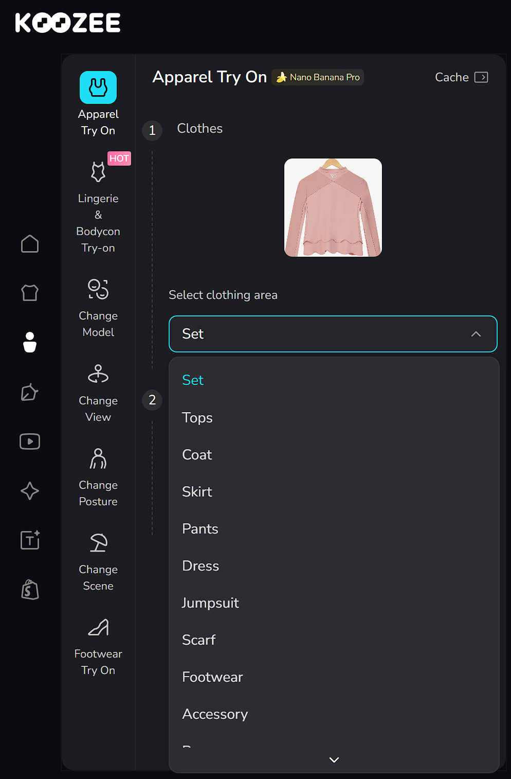 Select Clothing Area