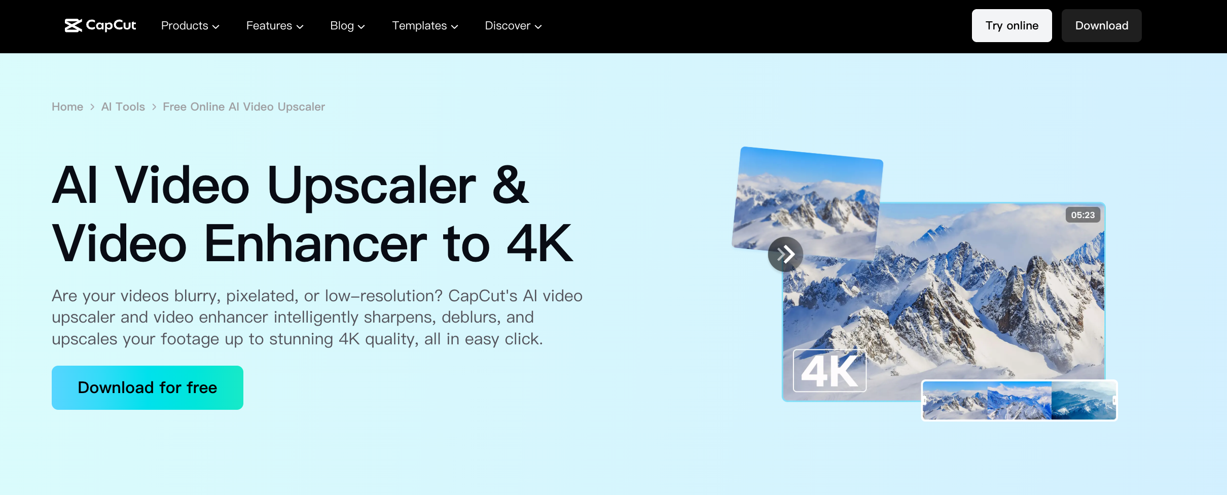 CapCut AI video enhancer for TikTok and short-form ecommerce videos
