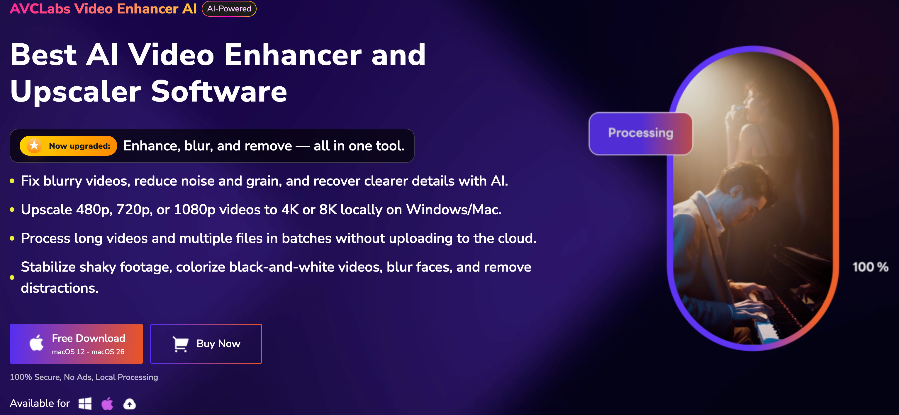 AVCLabs AI video enhancer for restoring old and low-resolution product videos