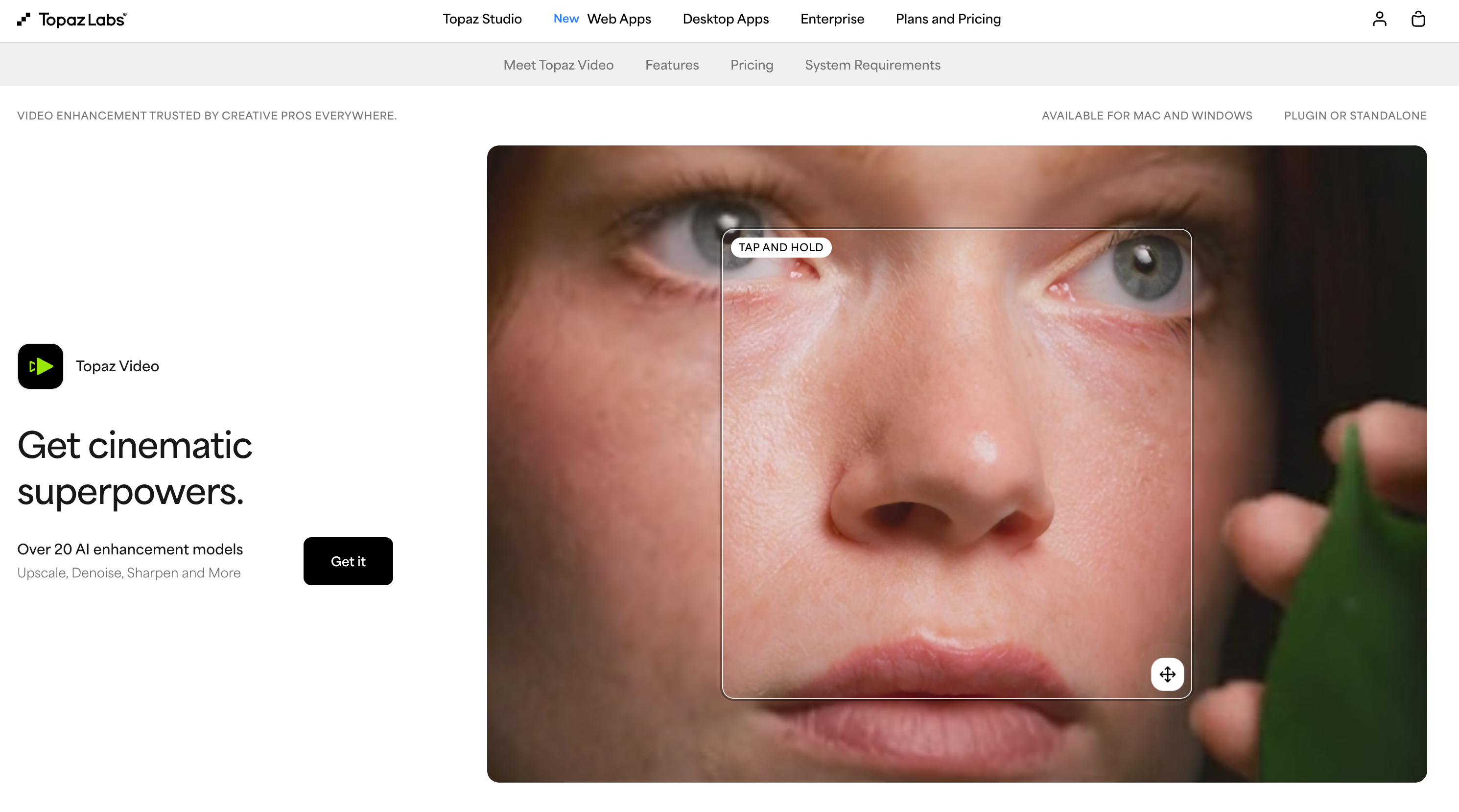 Topaz Video AI enhancer for upscaling and restoring low-quality product footage