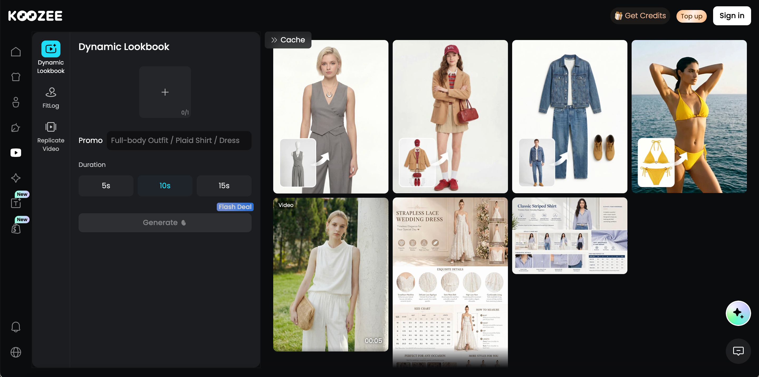 AI tool Koozee Dynamic Lookbook dashboard for apparel marketing