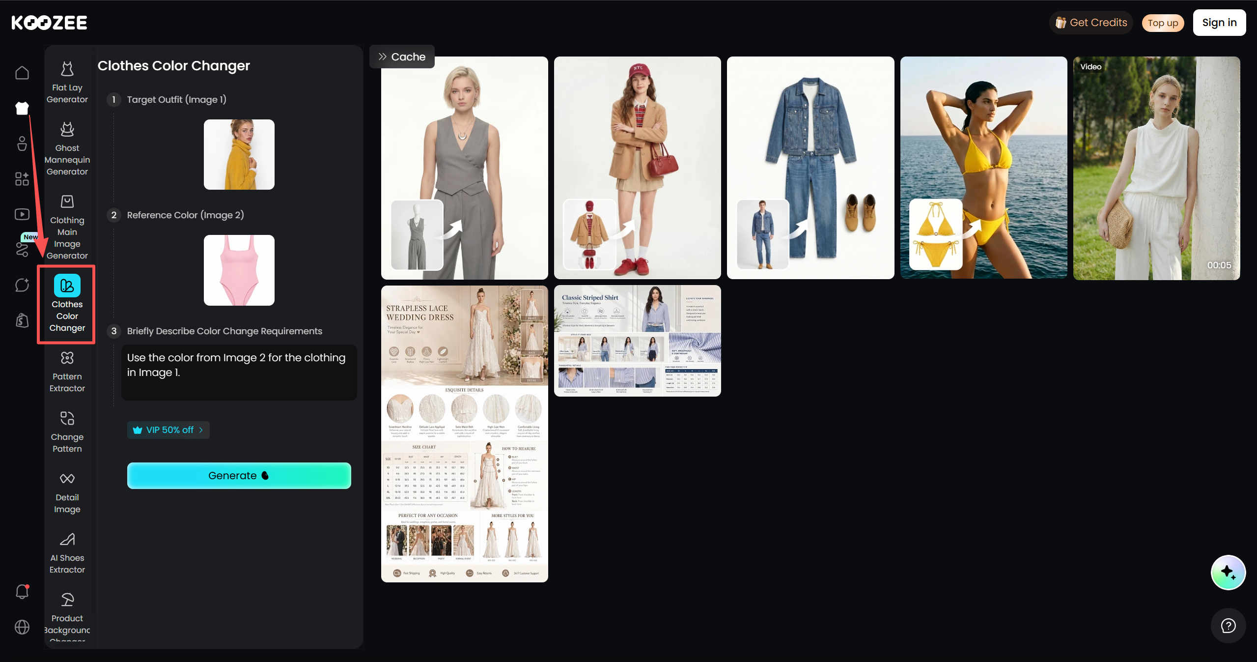 Use Koozee to Change Clothes Color
