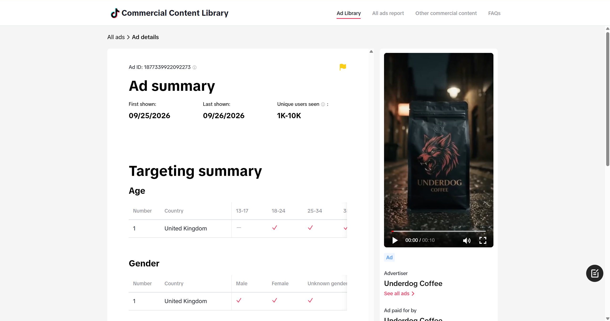 TikTok Ad Examples - Underdog Coffee
