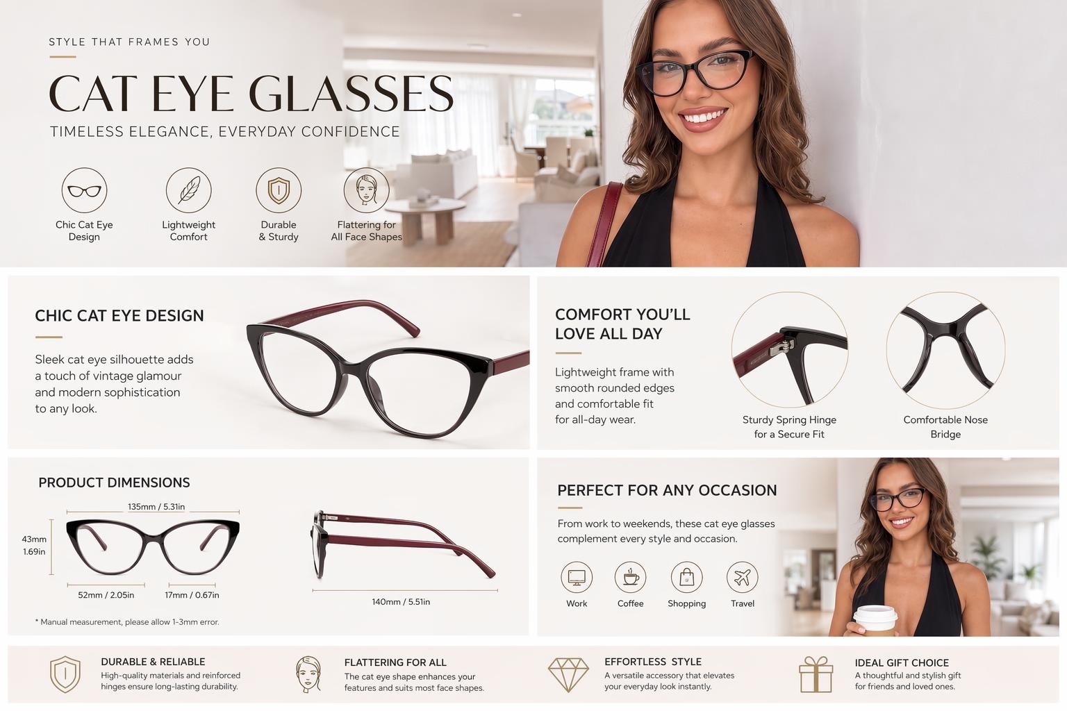 Recursos visuales para páginas de productos generados a partir de pruebas virtuales de lentes con IA