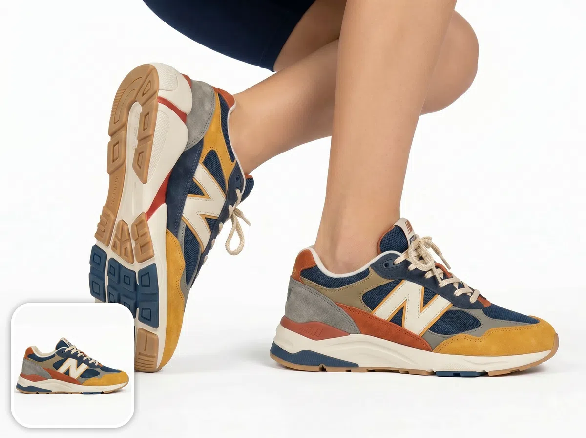 KOOZEE preserves shoe color, material, and design details in generated try-on images
