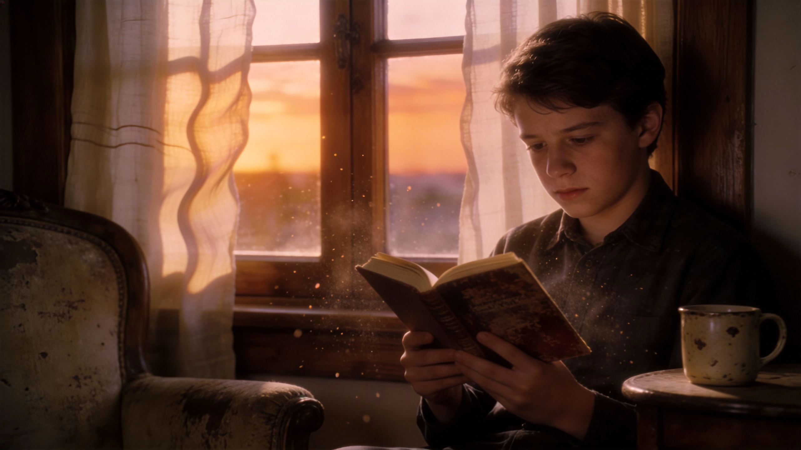 Warm emotional scene visualizing a nostalgic summer moment with expressive lighting, soft atmosphere and clear environmental storytelling.