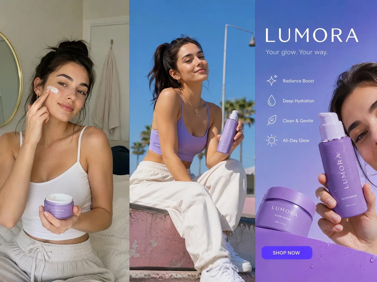 RoboNeo AI Lumora Skincare Product Ad