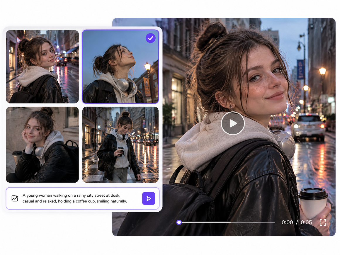 RoboNeo AI image-to-video generator rainy city