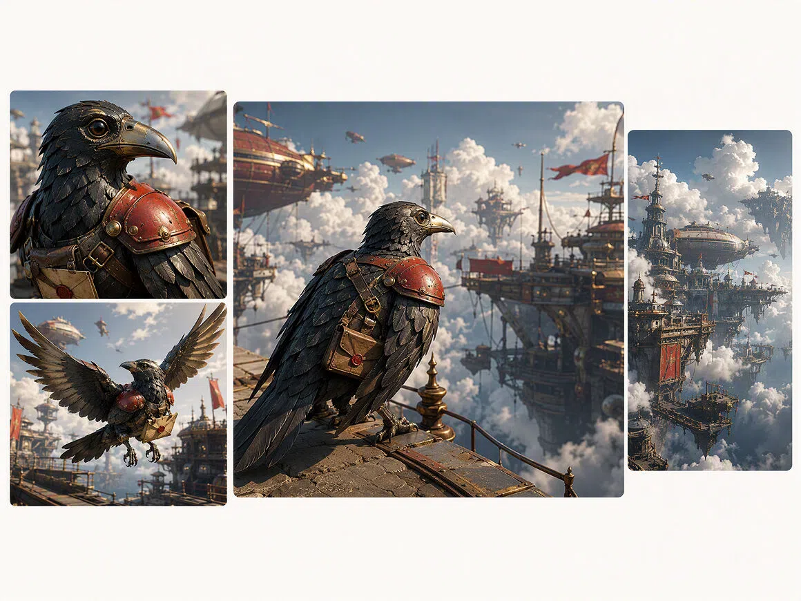 AI scene generator mechanical bird concept