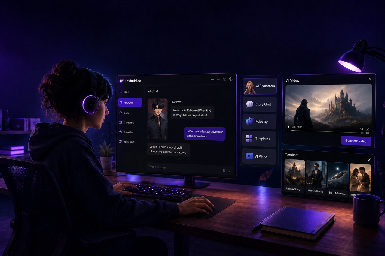 RoboNeo AI video generator for stories