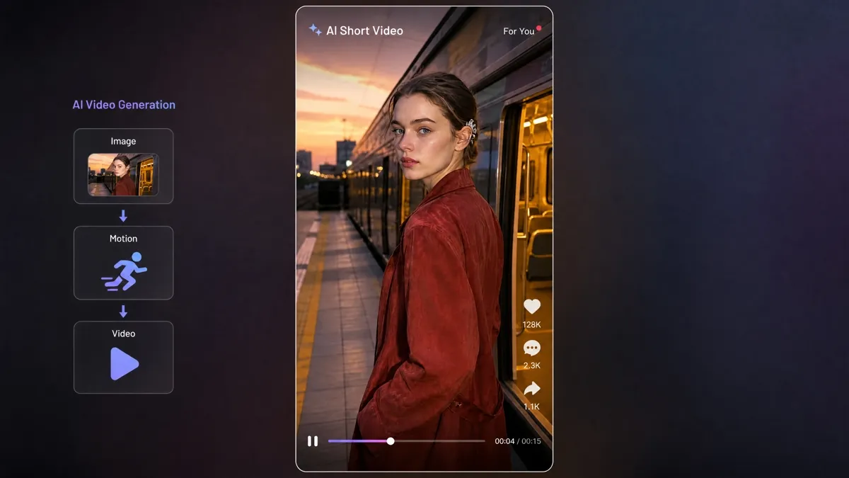 woman looking back in an AI-generated short video