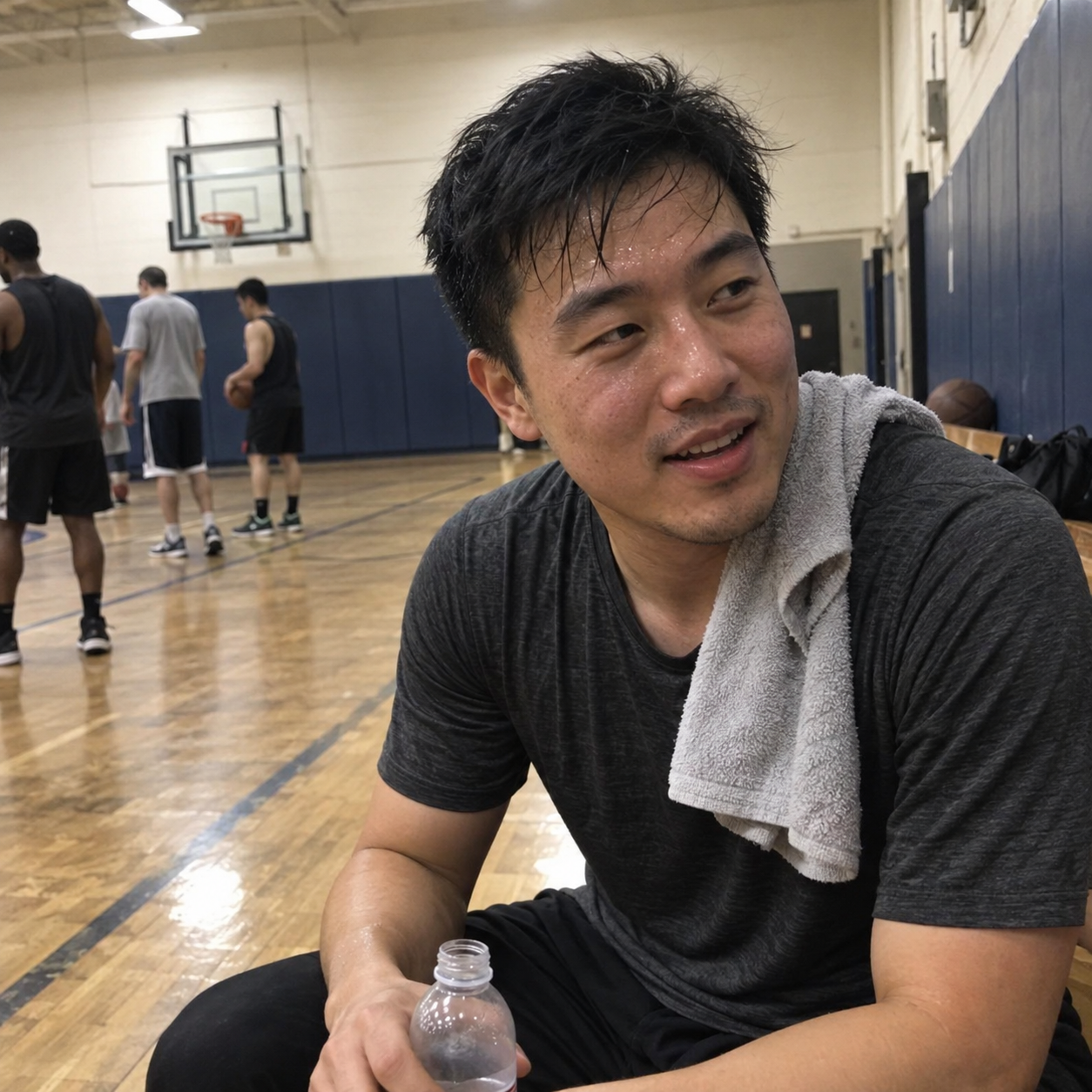 Ethan L. after a neighborhood basketball game