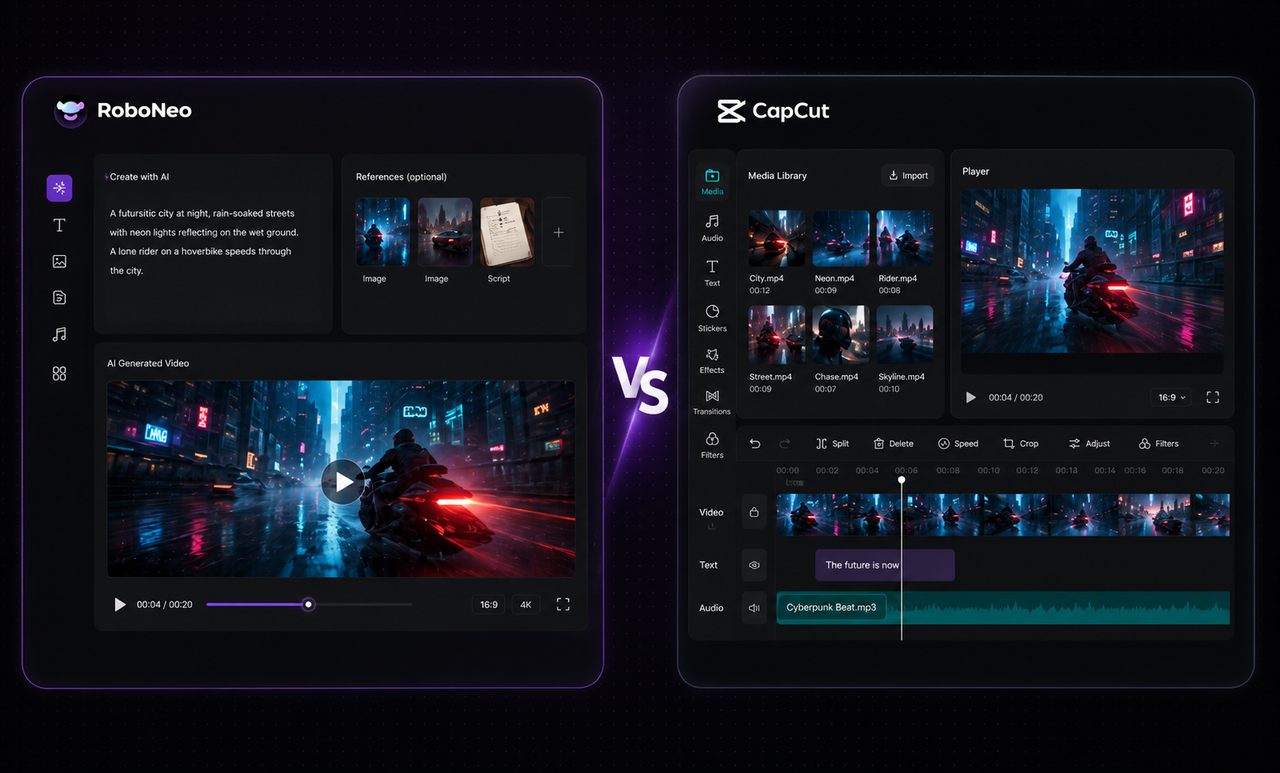 RoboNeo vs CapCut AI video editor