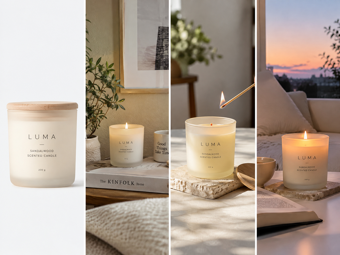 RoboNeo AI Luma Scented Candle Product Ad