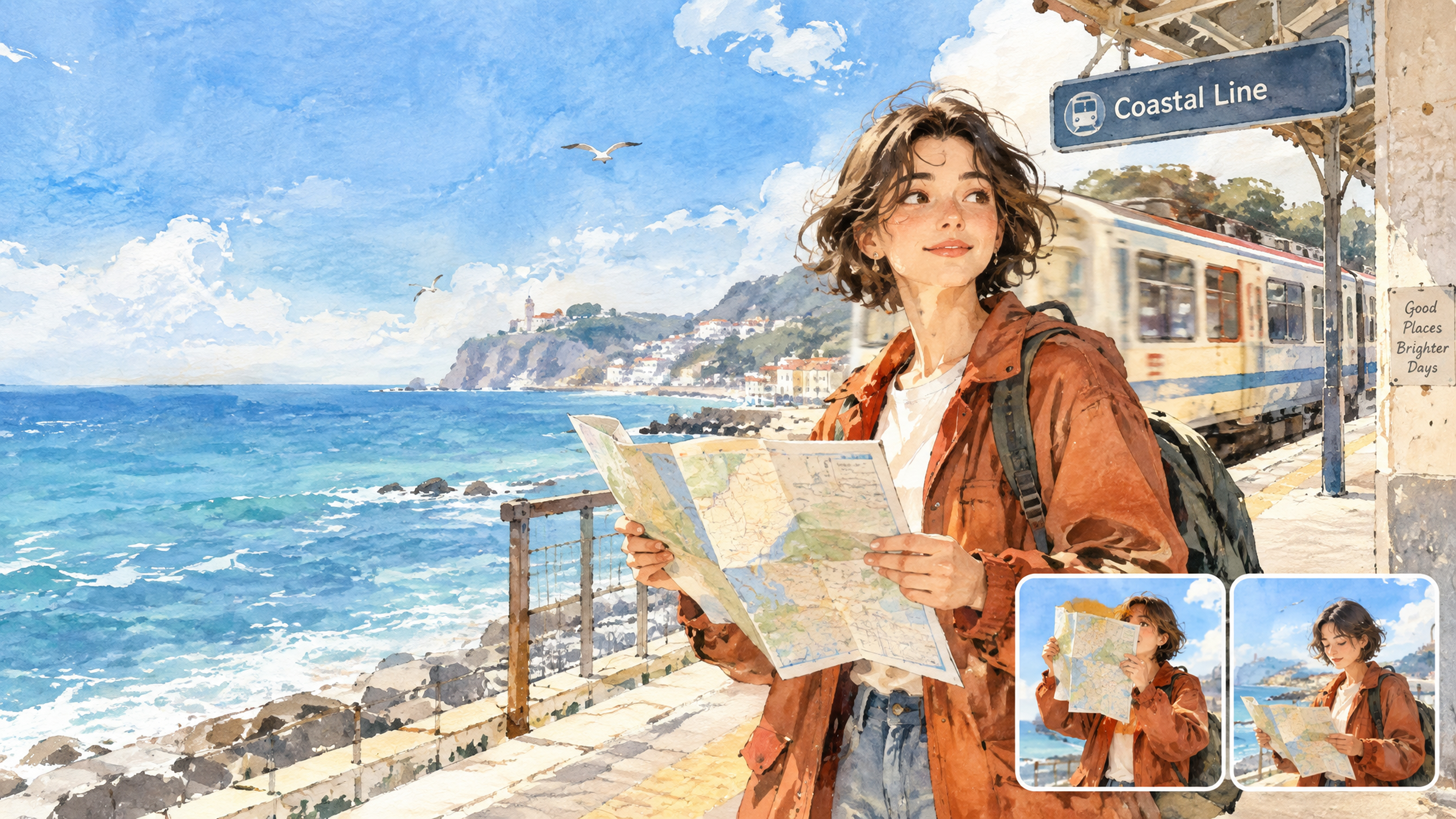 RoboNeo AI image generator watercolor travel art