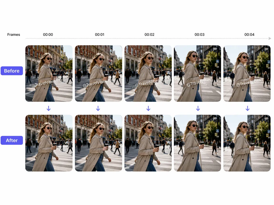 Video watermark removal frame comparison