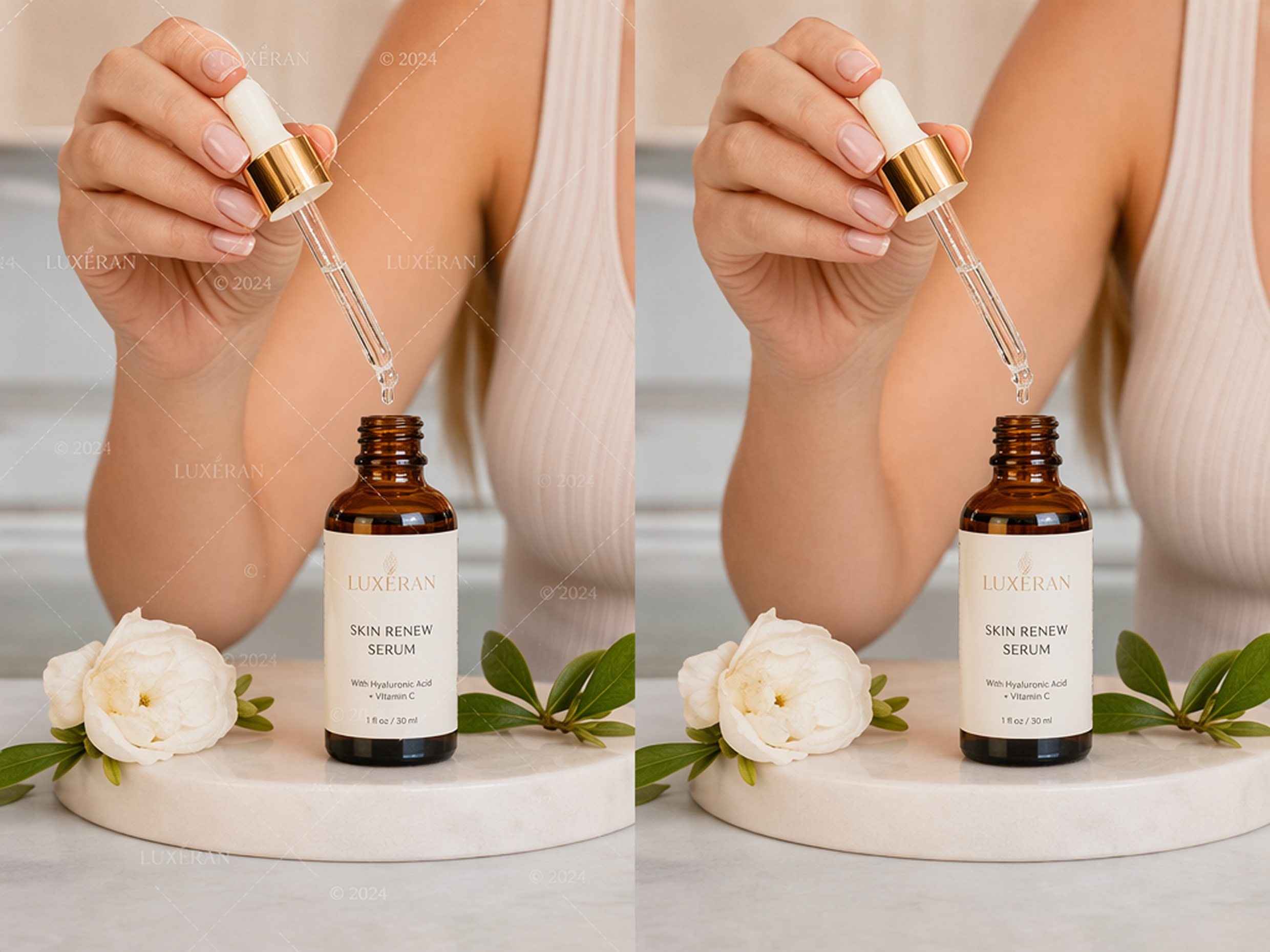 Skincare product image watermark removal comparison