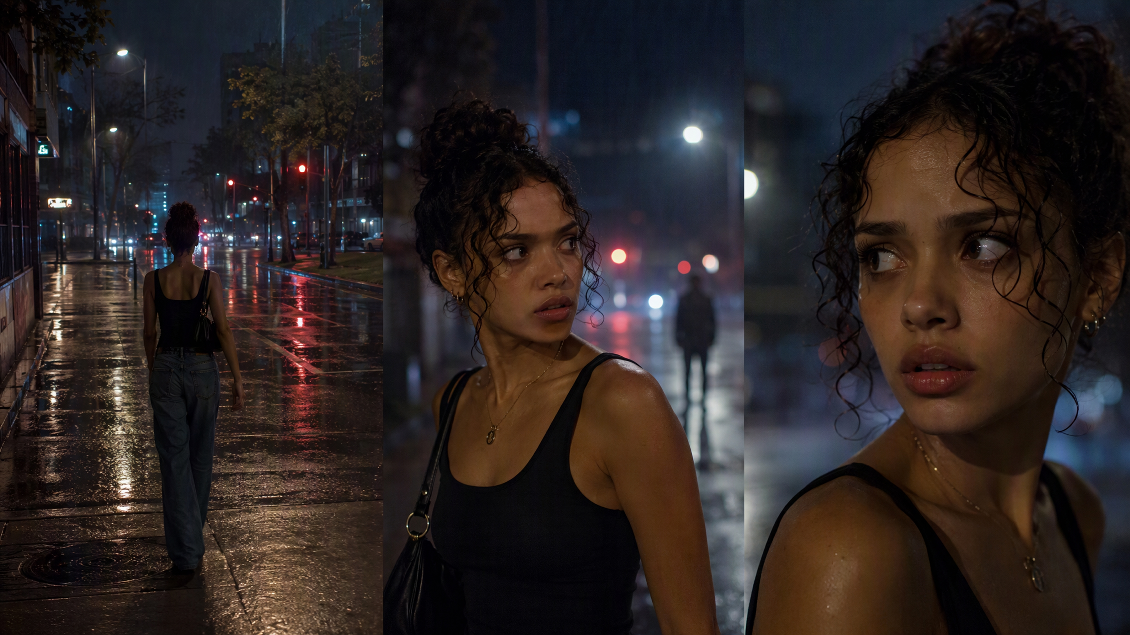 RoboNeo AI Cinematic Video of Woman at Night