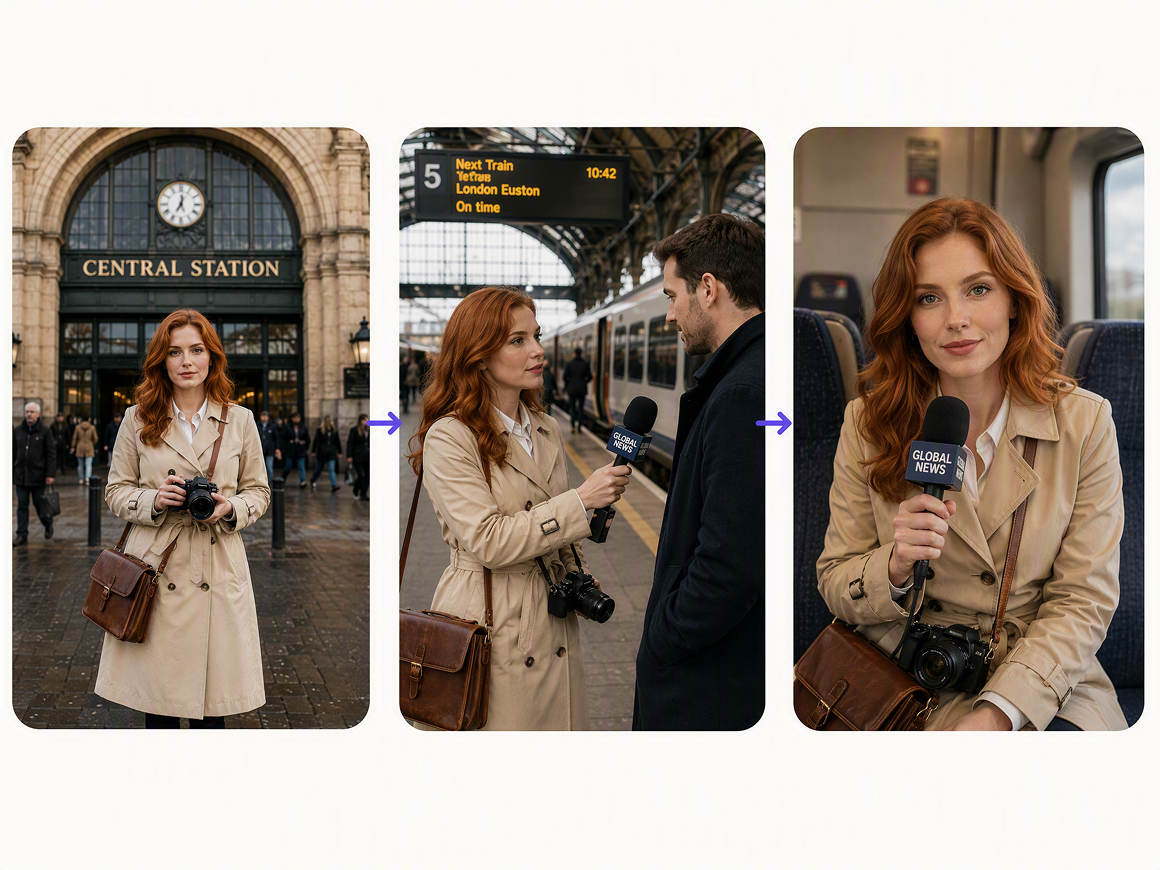AI scene generator news reporter sequence