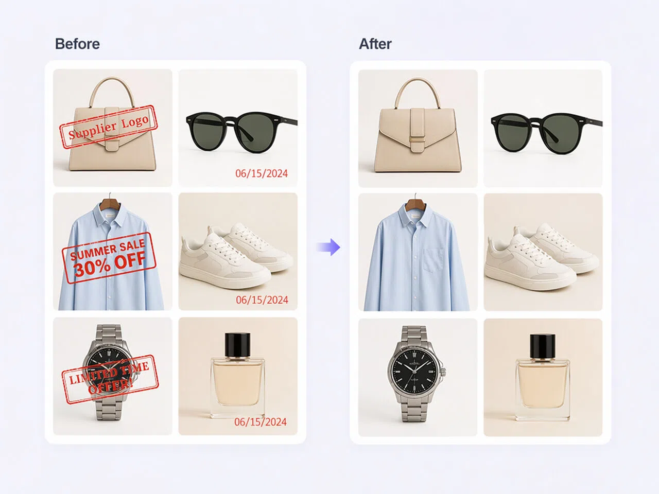 Batch watermark removal from product images
