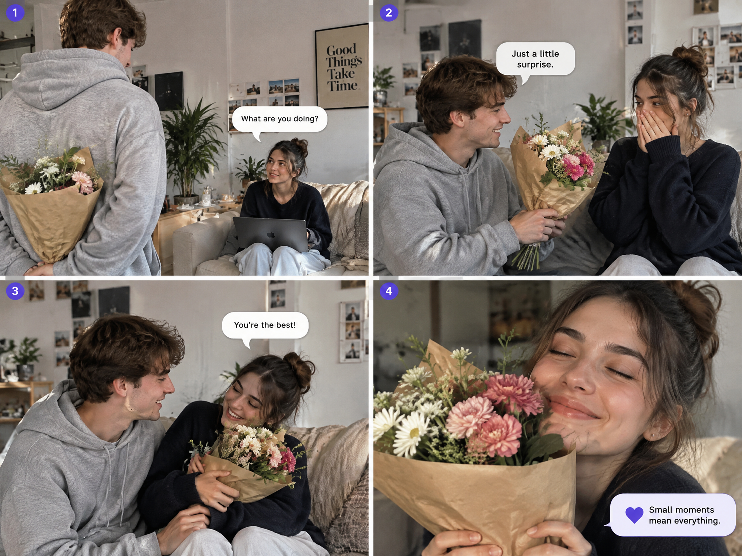 RoboNeo AI video generator romantic story scene