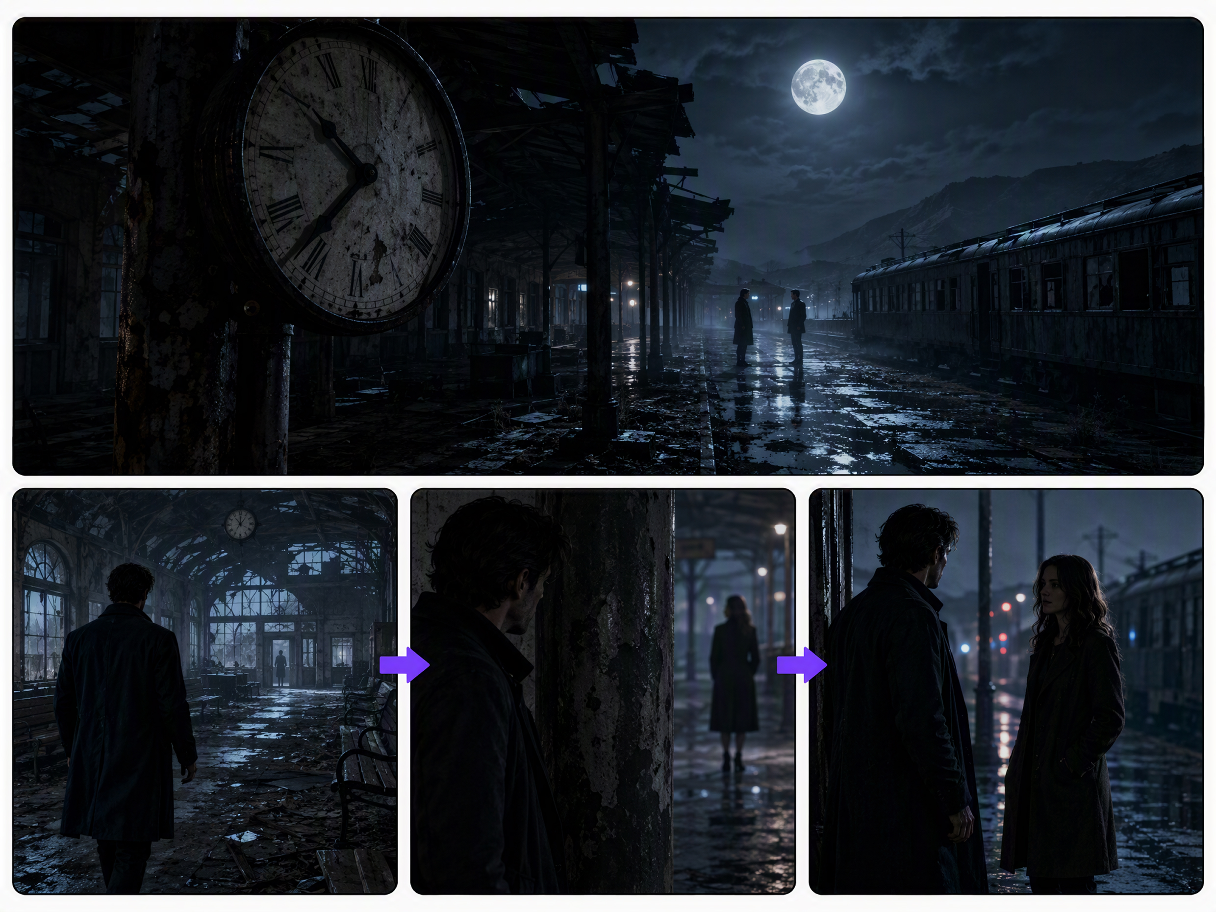 AI scene generator train station sequence