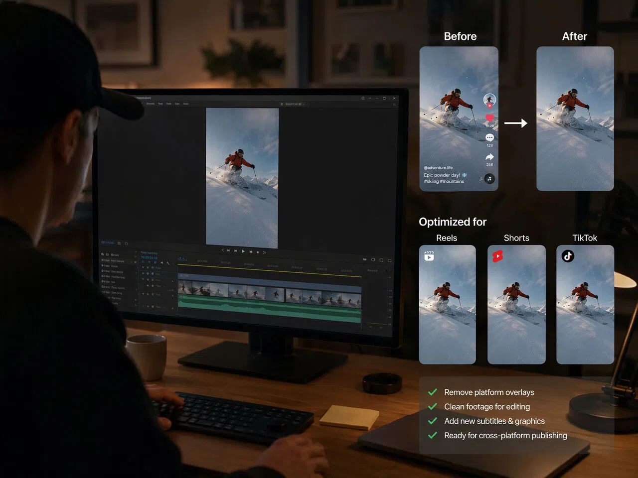 Video optimized for Reels, Shorts, and TikTok