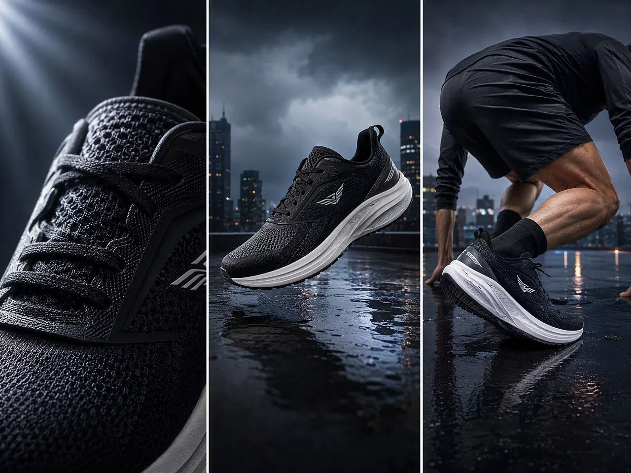 Black running shoes for wet weather