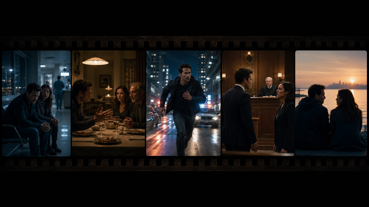 Movie scenes across a feature film