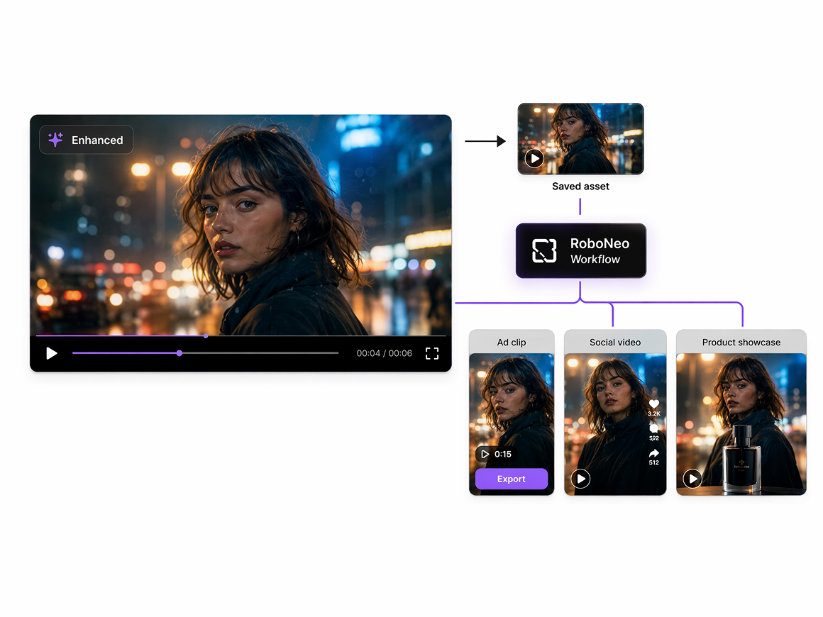 RoboNeo video asset reuse workflow