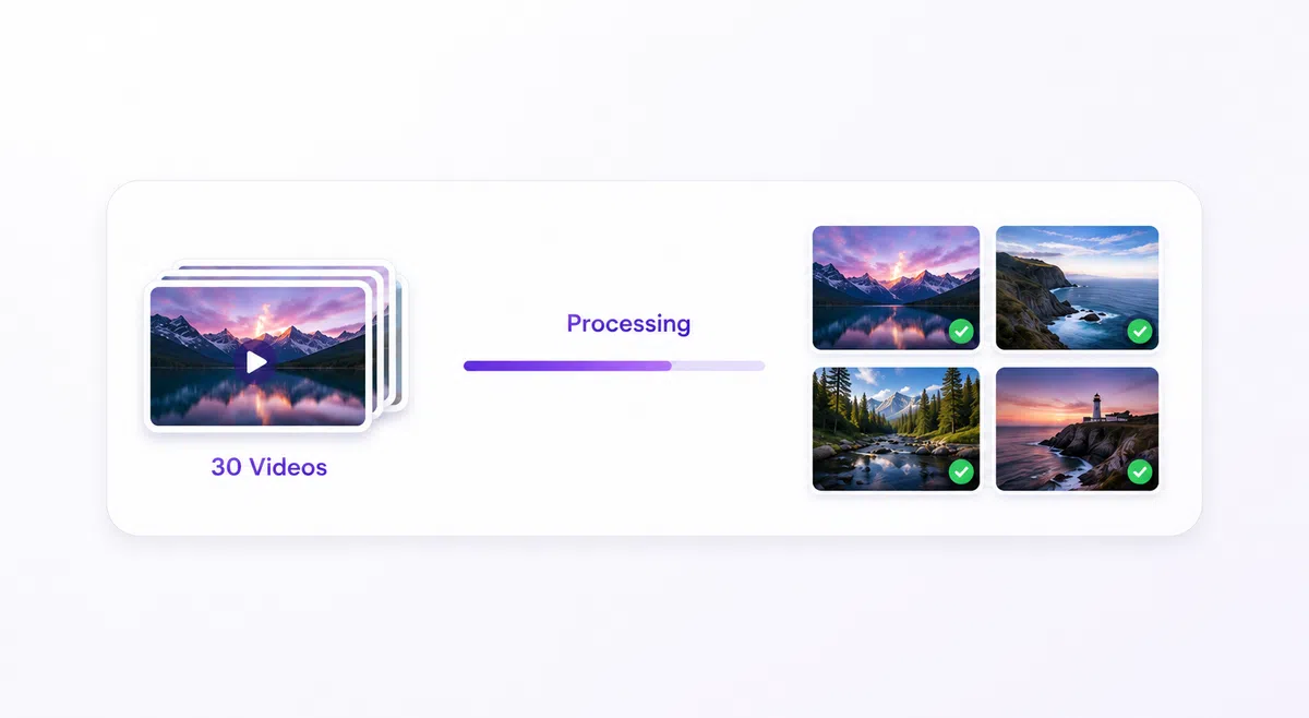 Batch processing of 30 videos with consistent results