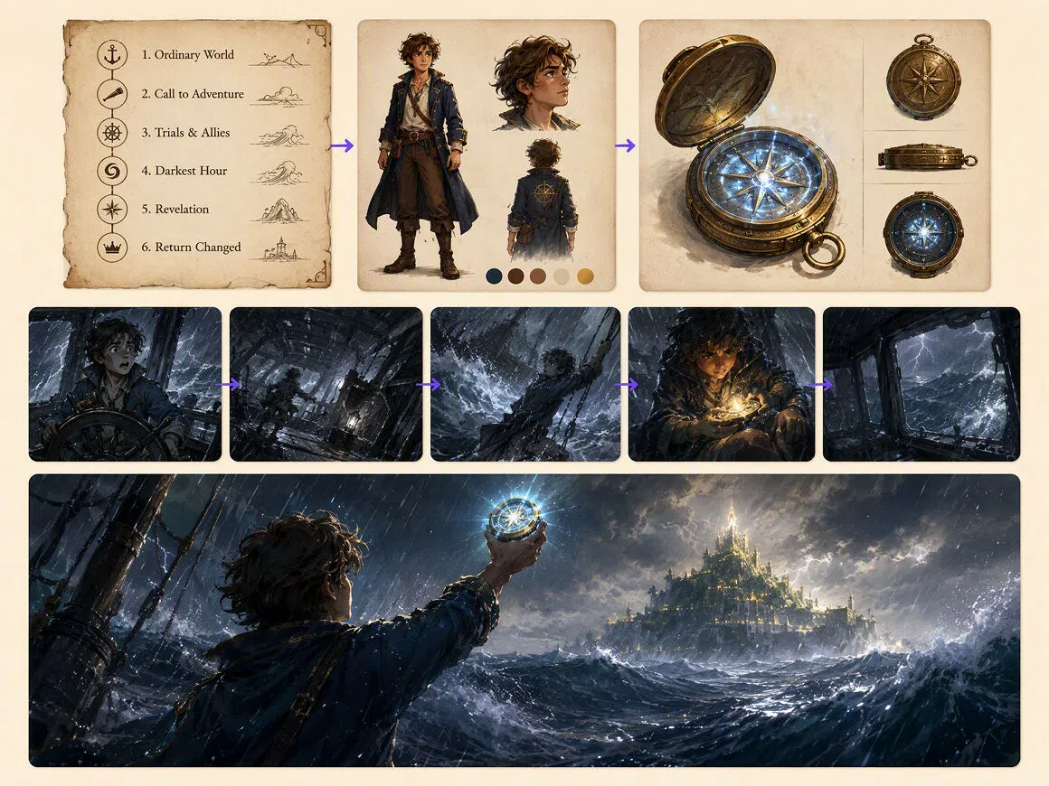 AI scene generator fantasy adventure storyboard