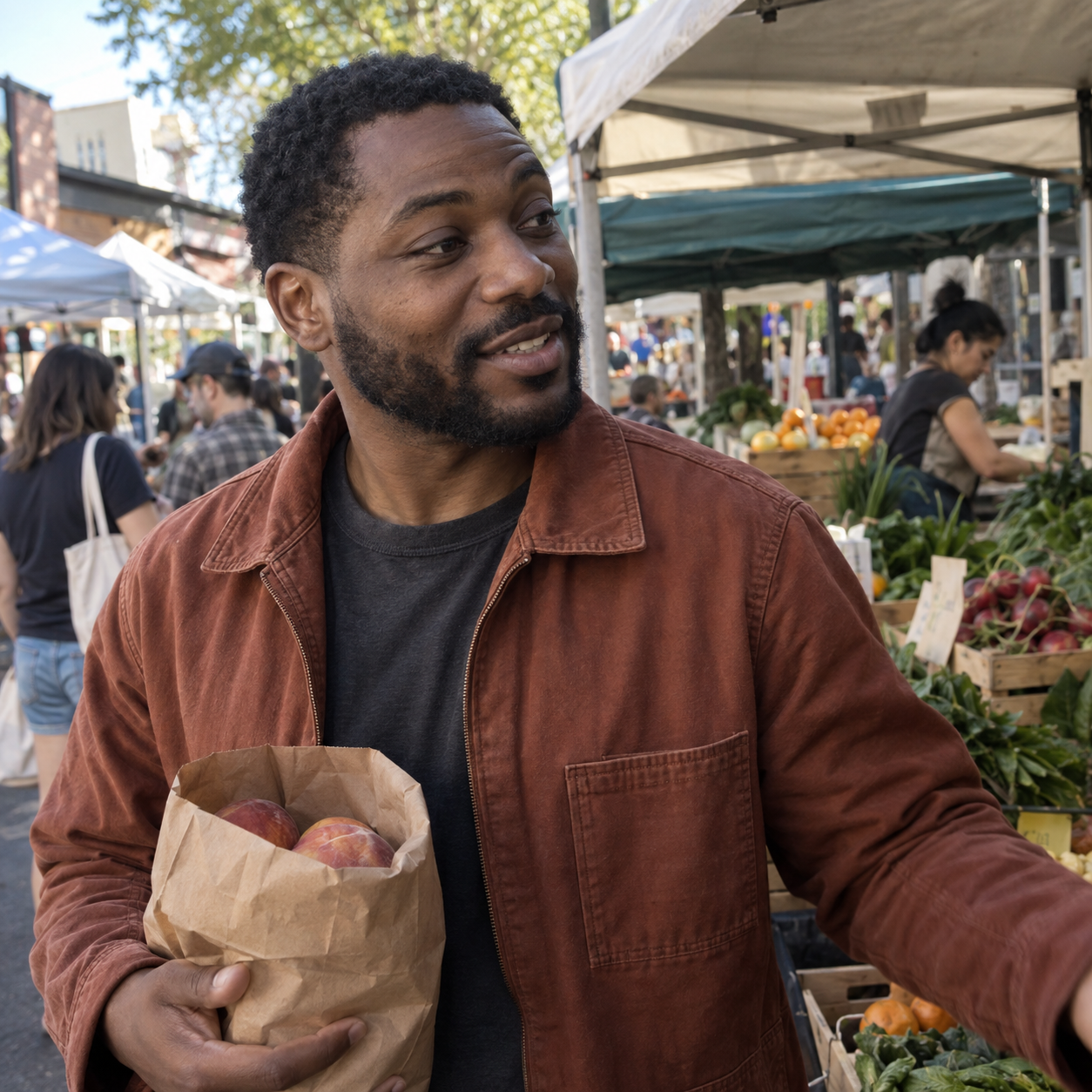 Rahsaan T. at a neighborhood farmers market