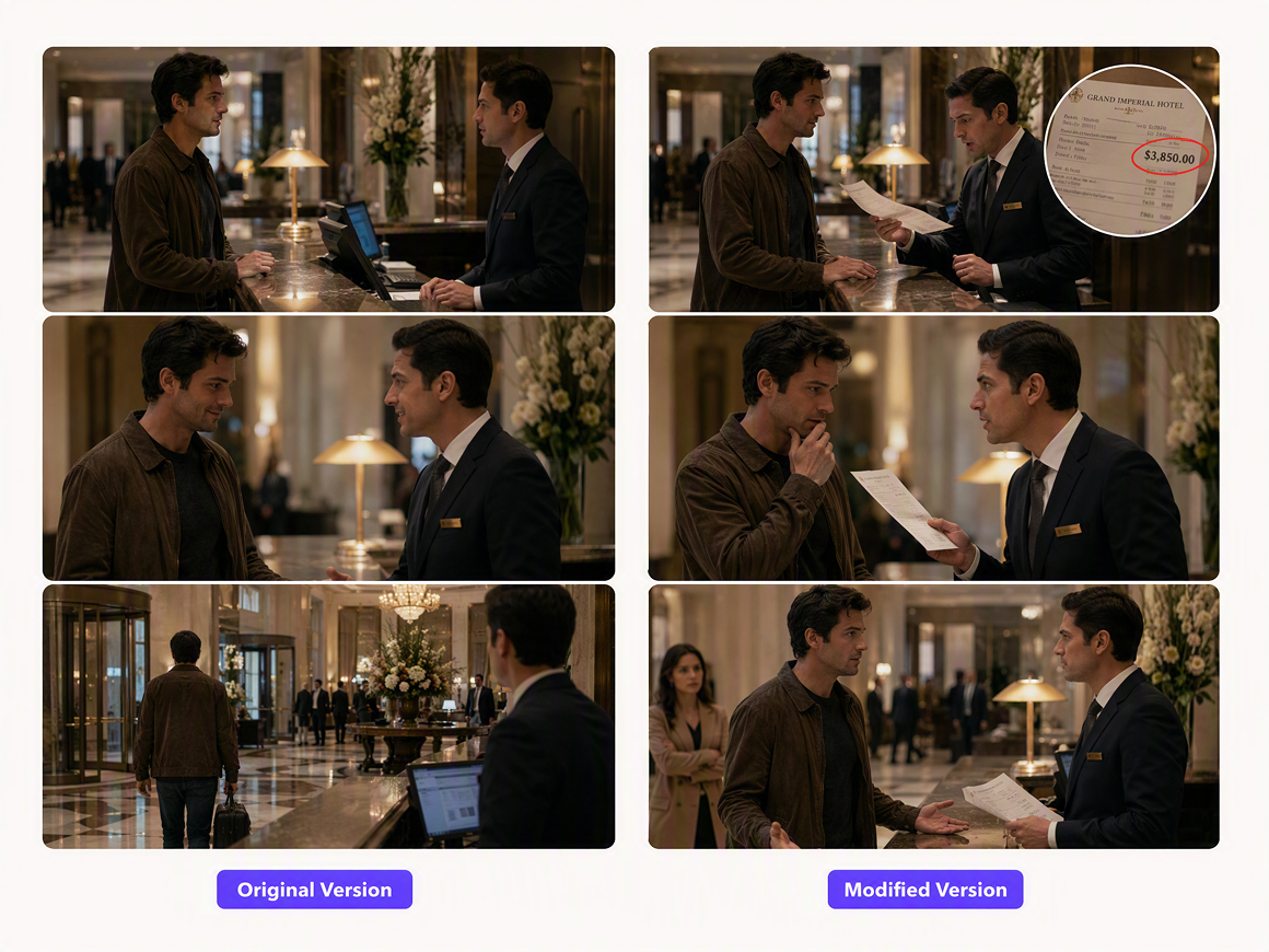 AI scene editing original vs modified