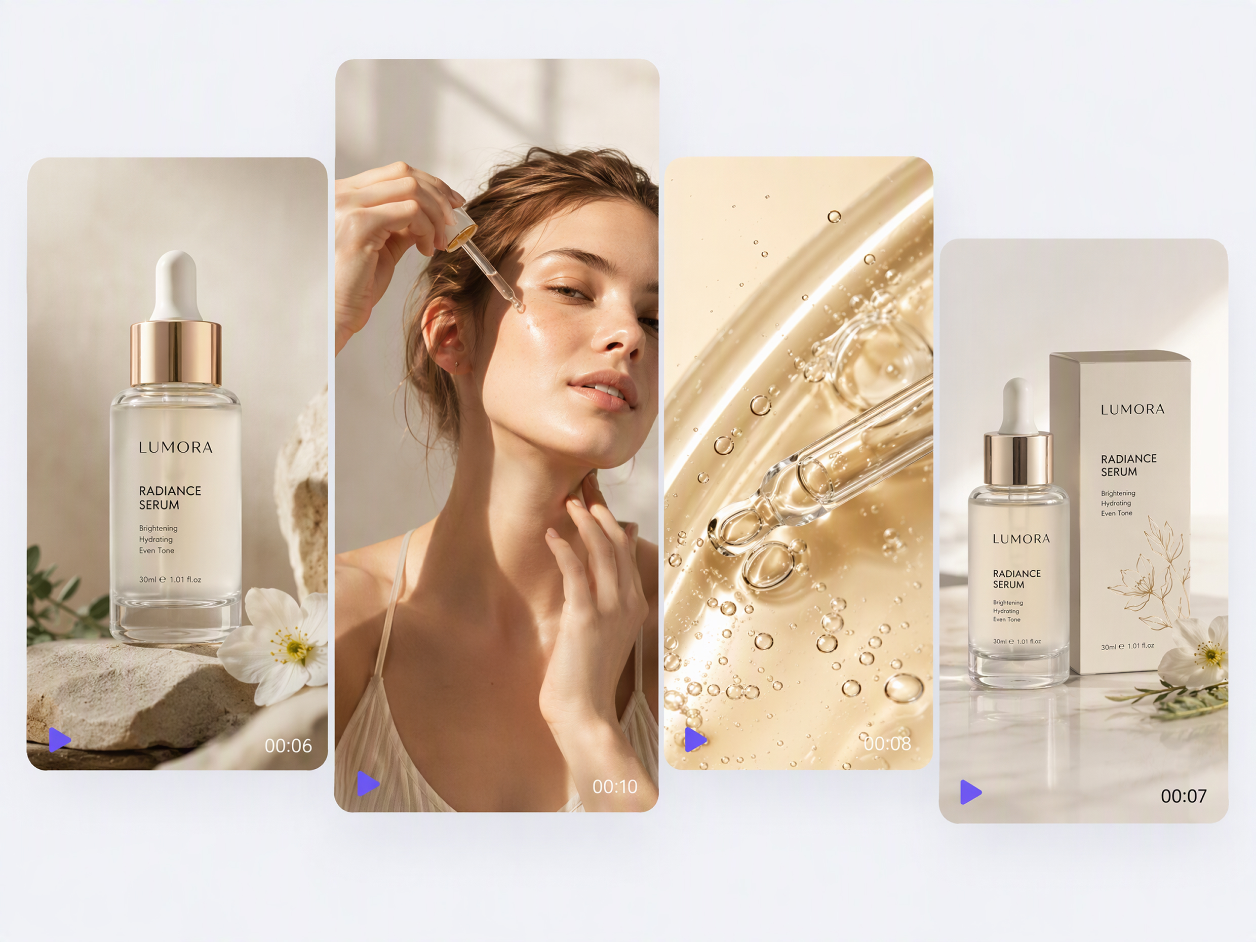 Lumora Radiance Serum skincare video campaign