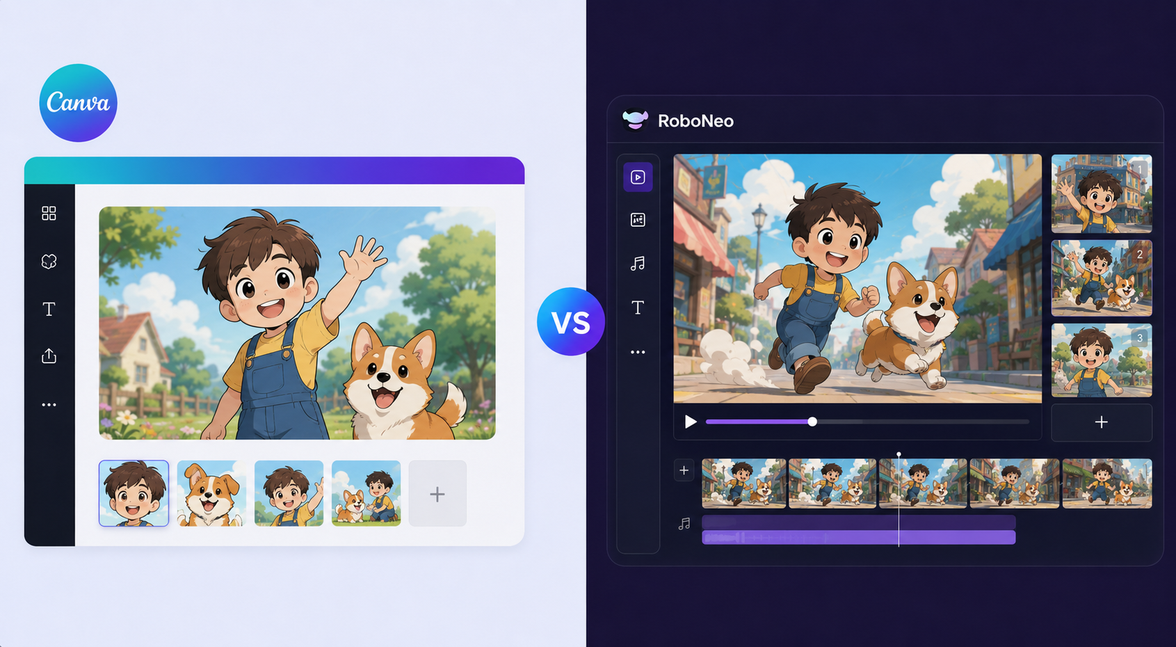 RoboNeo vs Canva AI cartoon generator