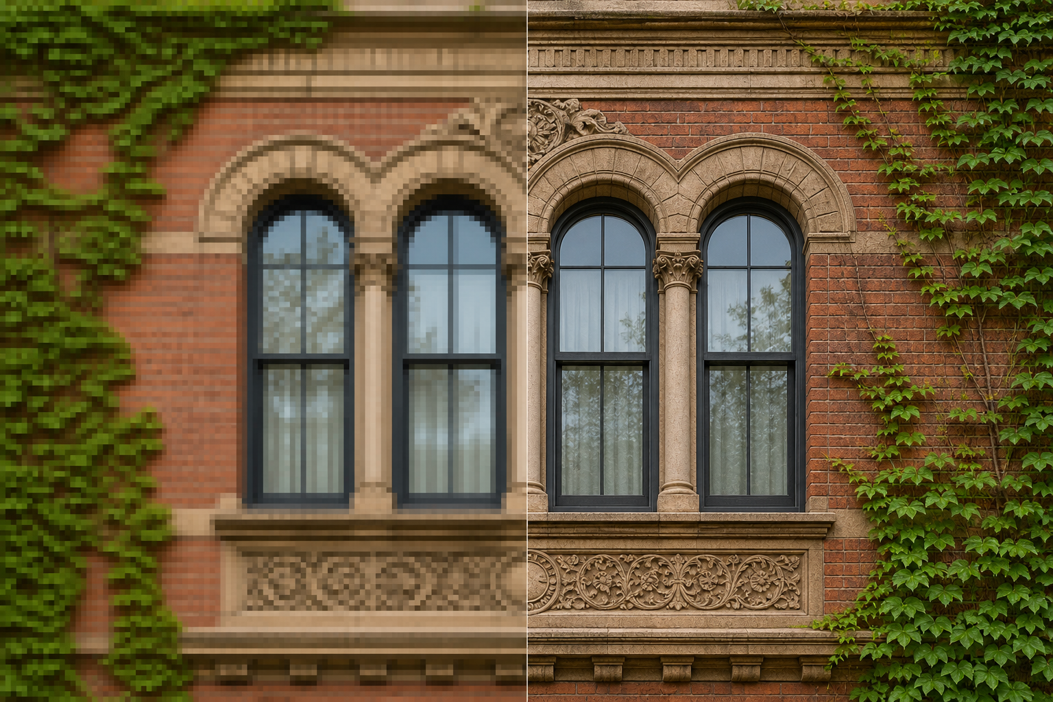 Pixel resolution and image detail comparison Pixel resolution and image detail comparison