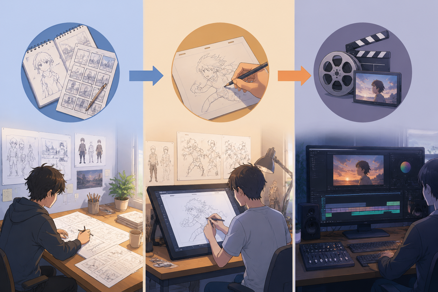 Anime movie production workflow process
